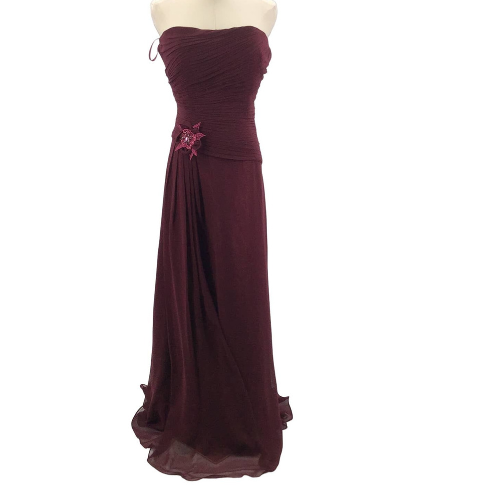 Aspeed Strapless Burgundy Evening Gown